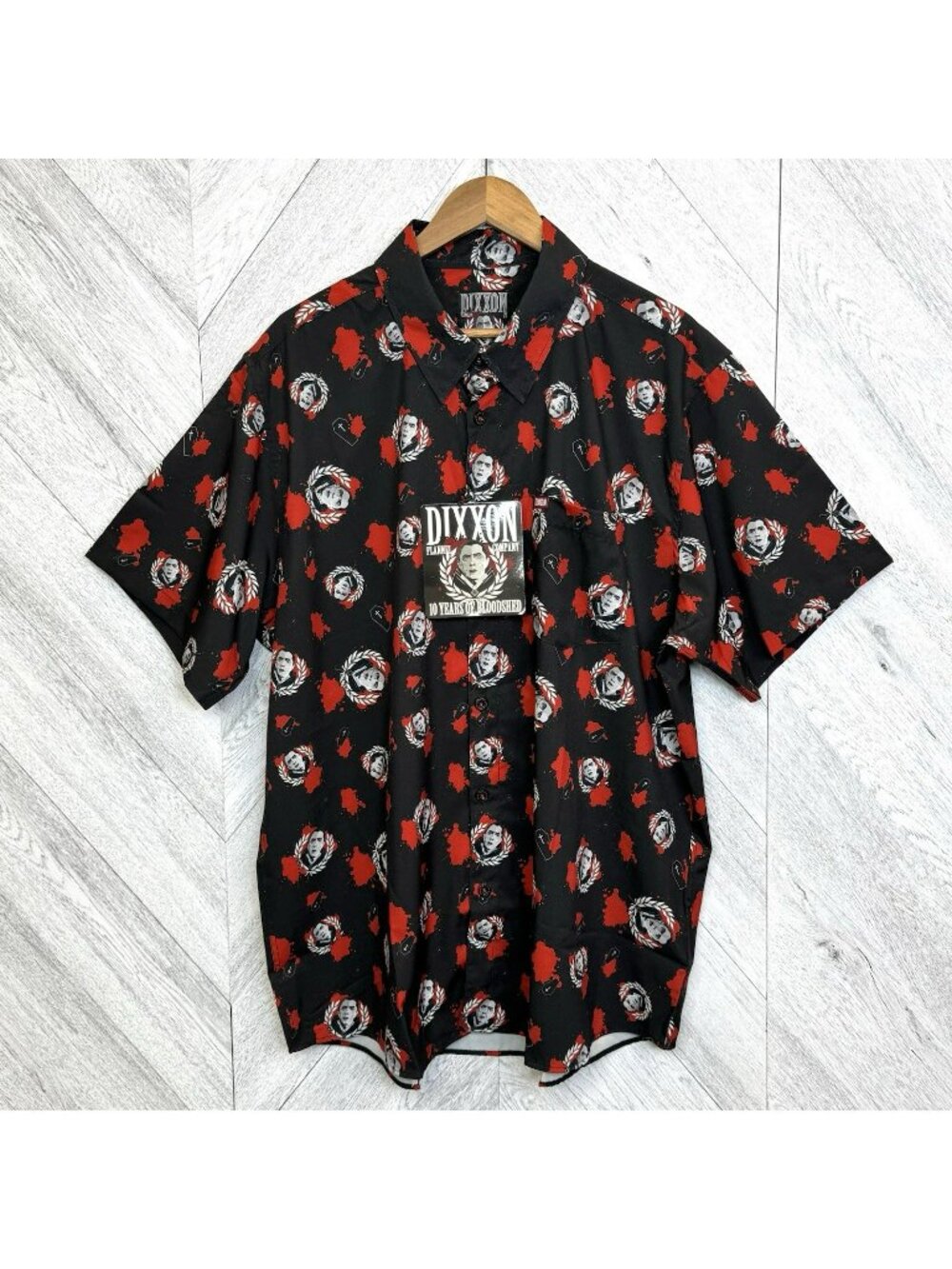 Dixxon Flannel Co The Dracula Mens Size 2XL Short Sleeve Button Up Halloween NWT